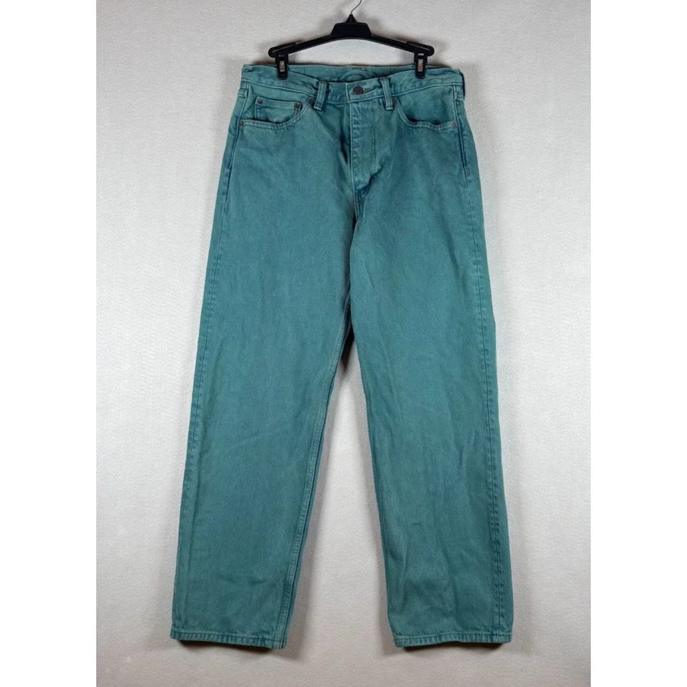 Levi's Baggy Fit Men's 32x32 Teal Green Overdyed Jeans Y2K Style